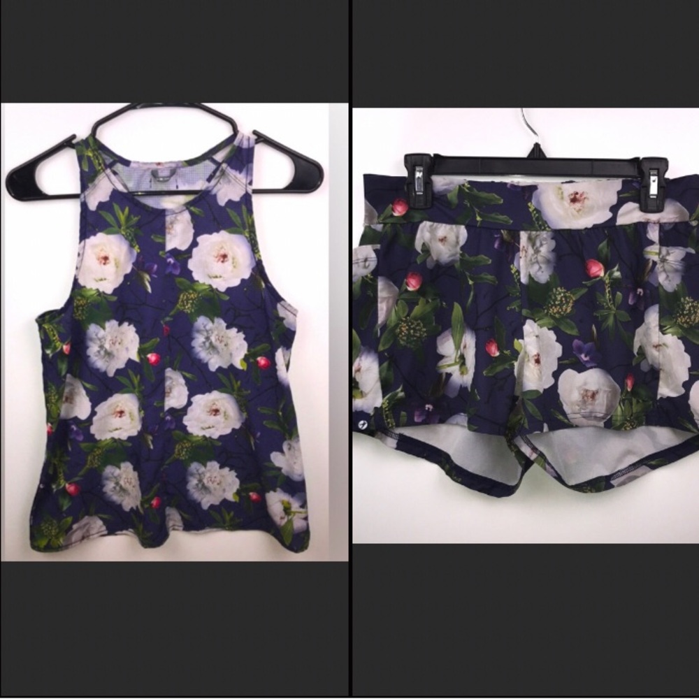 Oiselle Women’s Floral Athletic Racerback Top and Shorts Set